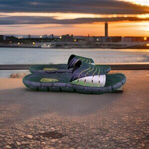 ✅Black/Blue Foam Slides Beach Sandals Men's Size 11/12 Strap Flip Flops Brazil